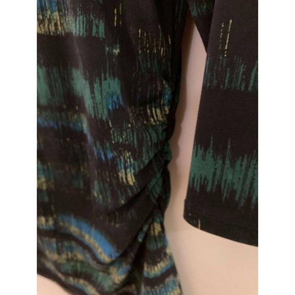 KENNETH COLE quarter sleeve Ruched Brushed pattern blouse. Size M - Picture 4 of 6